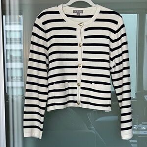 J. Crew Navy and White Striped Cardigan